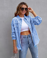 Jeansjacke Damen | Oversized Passform & Trendiger Used-Look – Hellblau