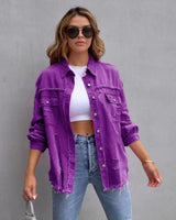Jeansjacke Damen | Oversized Passform & Trendiger Used-Look – Violett