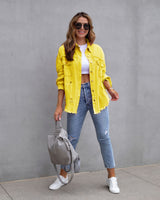 Jeansjacke Damen | Oversized Passform & Trendiger Used-Look – Gelb