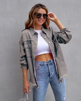 Jeansjacke Damen | Oversized Passform & Trendiger Used-Look – Hellgrau