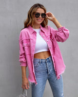 Jeansjacke Damen | Oversized Passform & Trendiger Used-Look – Rosa
