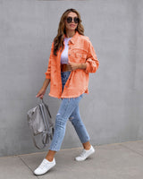 Jeansjacke Damen | Oversized Passform & Trendiger Used-Look – Orange