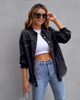 Jeansjacke Damen | Oversized Passform & Trendiger Used-Look – Schwarz