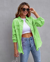 Jeansjacke Damen | Oversized Passform & Trendiger Used-Look – Hellgrün