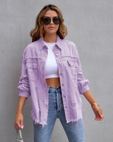 Jeansjacke Damen | Oversized Passform & Trendiger Used-Look – Lavendel