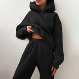 Jogginganzug Damen | 2-teiliges Set & Elastikbund-Komfort – Schwarz