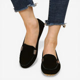 Flache Slipper für Damen | Schuhe für die Arbeit im Büro – Schwarz