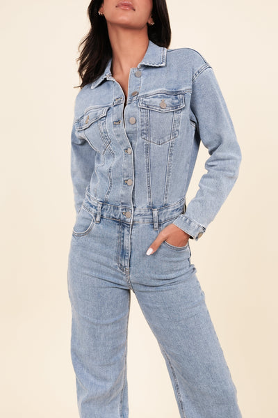 Carolyn Jumpsuit Denim mit geradem Bein blau
