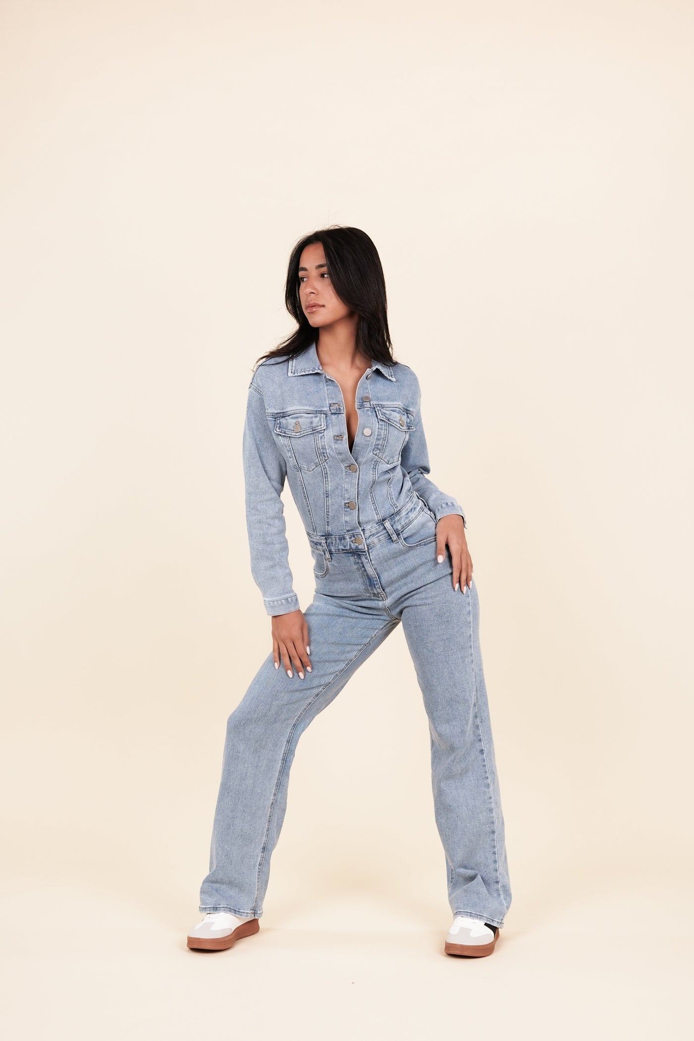 Carolyn Jumpsuit Denim mit geradem Bein blau
