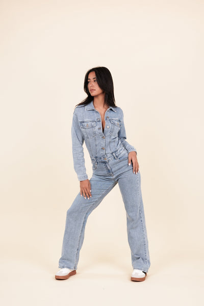 Carolyn Jumpsuit Denim mit geradem Bein blau
