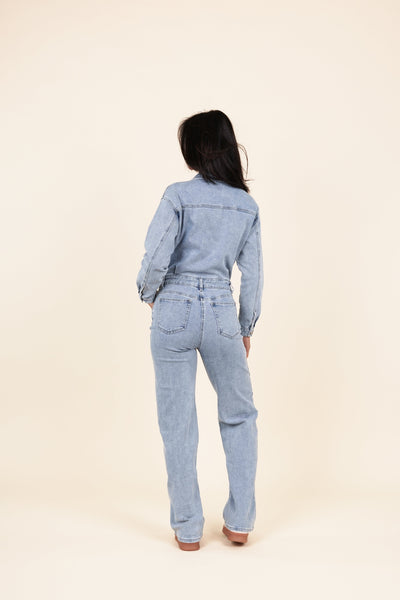 Carolyn Jumpsuit Denim mit geradem Bein blau