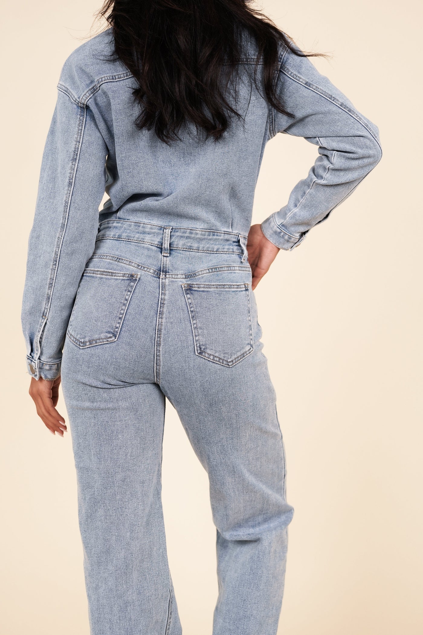 Carolyn Jumpsuit Denim mit geradem Bein blau