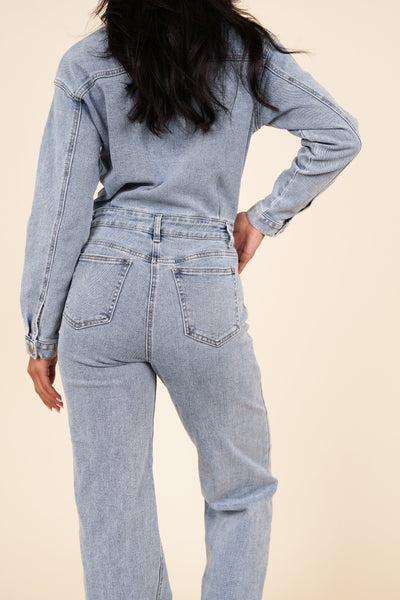 Carolyn Jumpsuit Denim mit geradem Bein blau