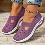 Lydia | Damen Slip-On Strick-Sneaker zum Gehen – Dunkellila