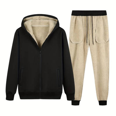 Kapuzen-Jogger-Set | Zip-Up | Fell gefüttert | Zweiteiliges Set | Herrenbekleidung