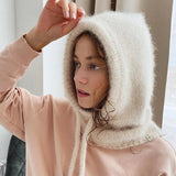 Kapuzenschal Damen | Schal mit Kapuze | Tunnelzug & Halsbereich für extra Schutz – Beige