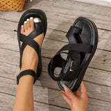 Lena | Elegante Damen Sandalen mit Zehensteg – Schwarz