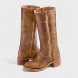 Theresa | Elegante Und Klassische Kniehohe Damenstiefel Im Reitstil – Hellbraun