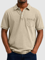 Kenneth | Herren Kurzarm-Poloshirt aus Baumwoll-Denim – Khaki