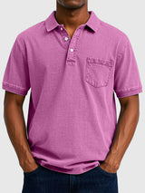Kenneth | Herren Kurzarm-Poloshirt aus Baumwoll-Denim – Lavendel