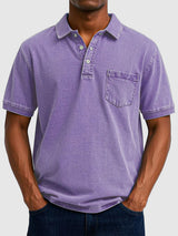 Kenneth | Herren Kurzarm-Poloshirt aus Baumwoll-Denim – Lila