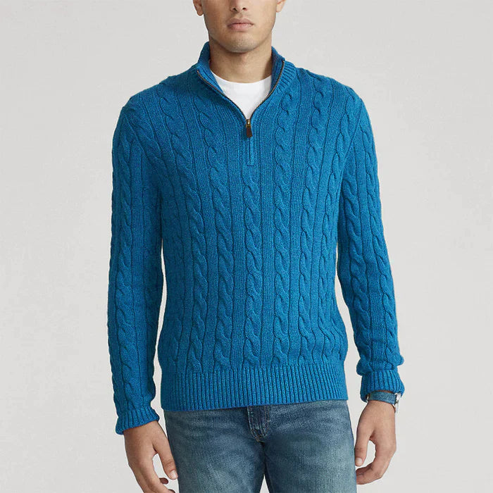 Klassischer Halbzip-Jumper mit Kabelstrickdesign