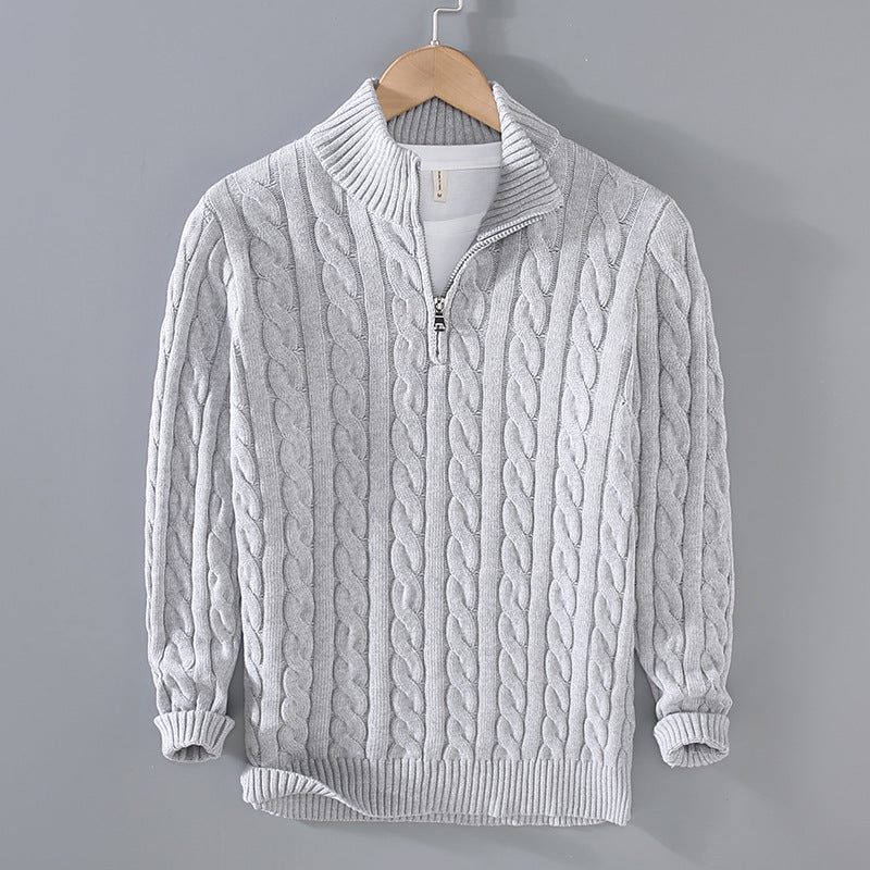 Klassischer Halbzip-Jumper mit Kabelstrickdesign