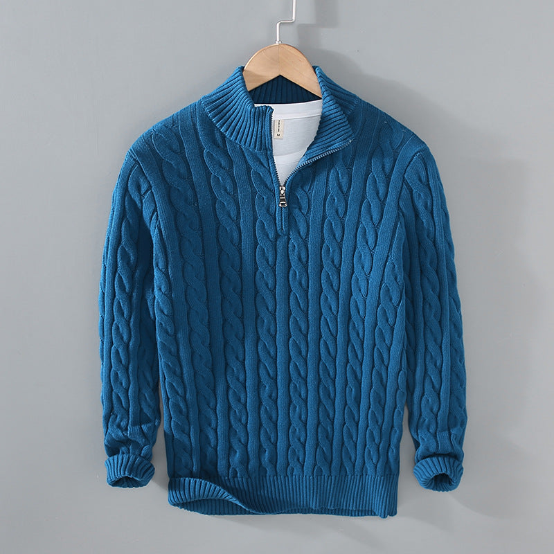 Klassischer Halbzip-Jumper mit Kabelstrickdesign