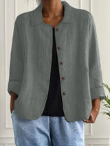 Cardigan donna lungo | Maglia stile camicia elegante, giacca di mezza stagione – Grigio