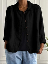 Cardigan donna lungo | Maglia stile camicia elegante, giacca di mezza stagione – Nero