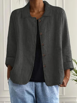 Cardigan donna lungo | Maglia stile camicia elegante, giacca di mezza stagione – Grigio scuro