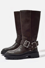 Greta | Damen Robuste Biker-Reitstiefel – Braun