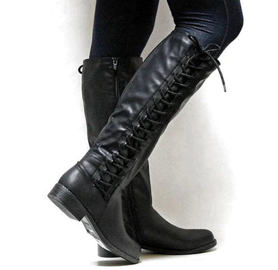 Kniehohe Stiefel mit Eleganter Schnürung für Stil
