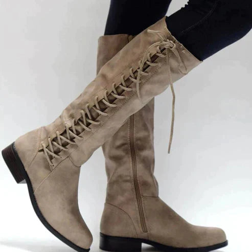 Kniehohe Stiefel mit Eleganter Schnürung für Stil