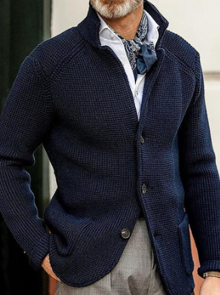 Knitted Cardigan - Men's Thick Warm Button-Up Cardigan Jacket
