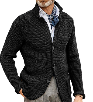 Knitted Cardigan - Men's Thick Warm Button-Up Cardigan Jacket