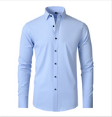 Komforthemd Alexander | Herren Hemden Slim Fit Knitterfrei – Hellblau