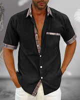 Kurzarmhemd Herren | Karierte Kontrast-Details & Sommerlicher Style – Schwarz