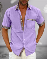 Kurzarmhemd Herren | Karierte Kontrast-Details & Sommerlicher Style – Violett