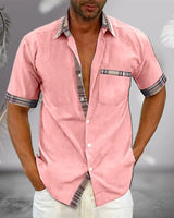 Kurzarmhemd Herren | Karierte Kontrast-Details & Sommerlicher Style – Rosa