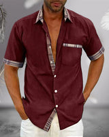 Kurzarmhemd Herren | Karierte Kontrast-Details & Sommerlicher Style – Dunkelrot