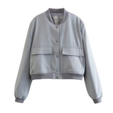 Kurzjacke Damen | Cropped Look & Praktische Taschen – Grau