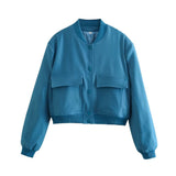Kurzjacke Damen | Cropped Look & Praktische Taschen – Blau