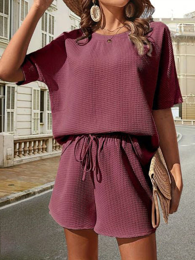 Damen Sommer-Set aus Baumwolle | Luftiges Waffelpique mit Shorts