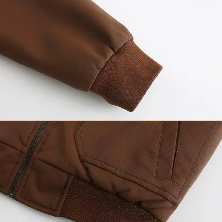 Robuste Herren Lederjacke mit Kapuze und praktischen Taschen