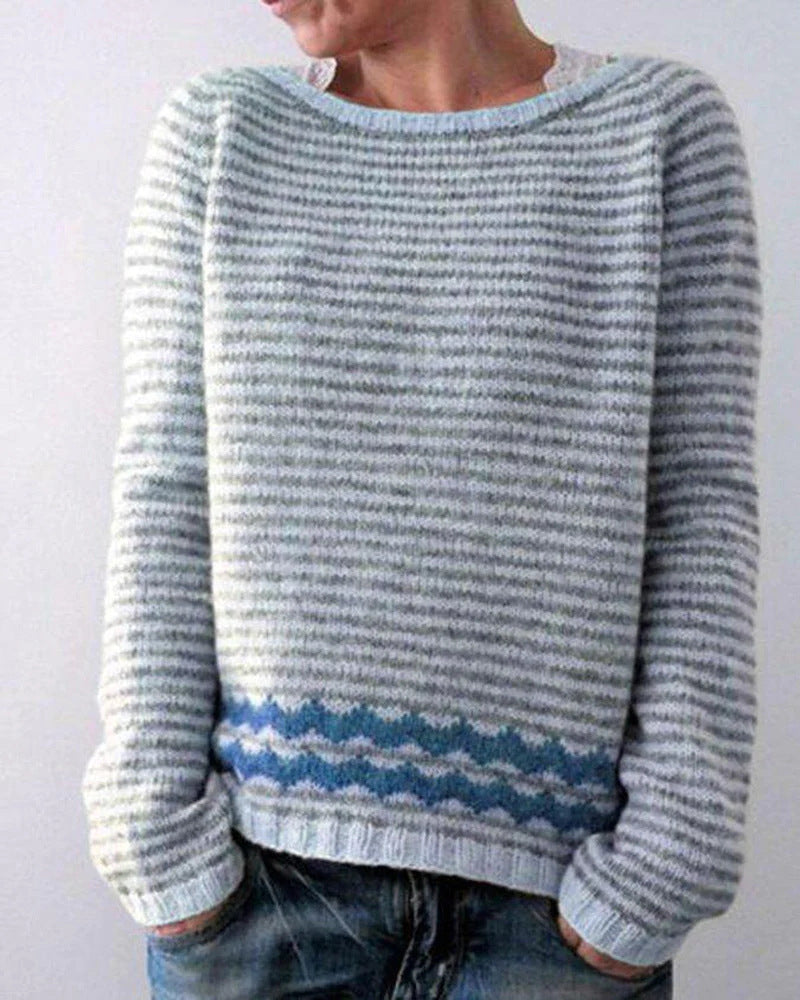 Damen Retro-Pullover mit geripptem Saum