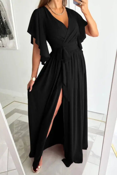 Damen Elegantes Cocktailkleid mit V-Ausschnitt und Raffung