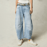 Hanna | Damen High-Waist-Jeans mit lockerer Passform – Hellblau