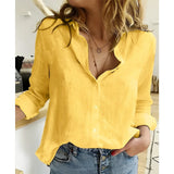 Stefanie  | Damen Lässige Button-Down Bluse – Gelb