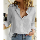 Stefanie  | Damen Lässige Button-Down Bluse – Grau